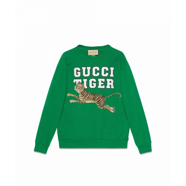 Gucci Cotton Sweatshirt With Tiger in Black for Men